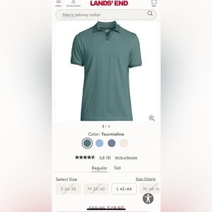 Mens Lands End Johnny Collar